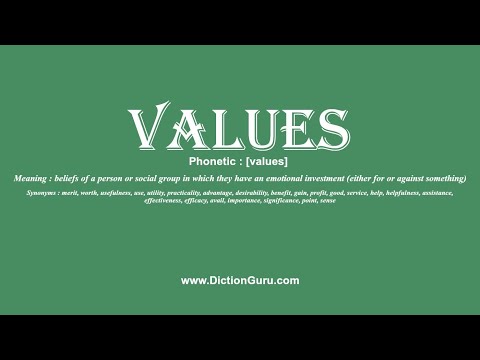 How to Pronounce values with Meaning, Phonetic, Synonyms and Sentence Examples