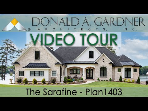 Walkout basement house plan with a luxury floor plan and a three-car garage | The Sarafine