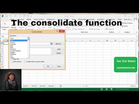 How to use the consolidate function in Excel