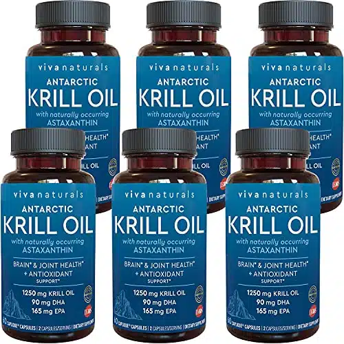 Antarctic Krill Oil Mg, Omega Epa Dha And Astaxanthin, Joint Support And Brain Supplement With Antioxidant Properties, No Fishy Aftertaste (Pack)
