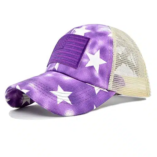 Criss Cross Hat Washed Distressed Baseball Cap Ponytail Hat High Messy Bun Ponycap For Women