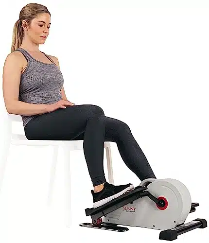 Sunny Health & Fitness Fully Assembled Magnetic Under Desk Elliptical Peddler, Portable Foot & Leg Pedal Exerciser(White)   Sf E