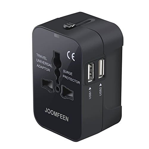 Travel Adapter, Joomfeen Worldwide All In One Universal Power Wall Charger Ac Power Plug Adapter With Dual Usb Charging Ports For Usa Eu Uk Aus Cell Phone Laptop (Black)