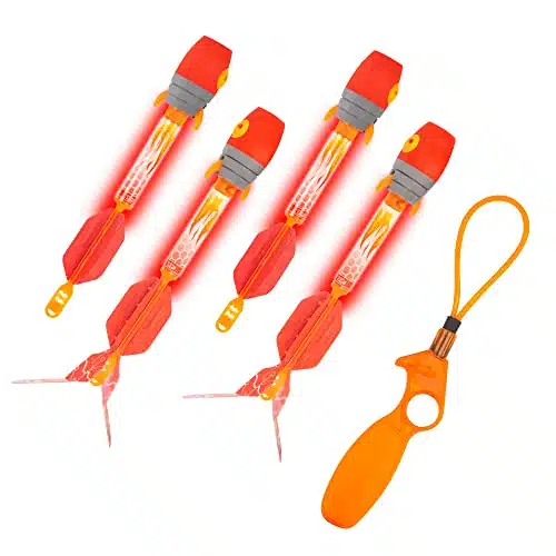 Zing Firetek Rocket Combo Pack, Light Up Toys Include Firetek Rockets (Fly Up To Feet), Firetek Copters (Fly Up To Feet) And Rip Zip Launcher, For Kids Ages And Up