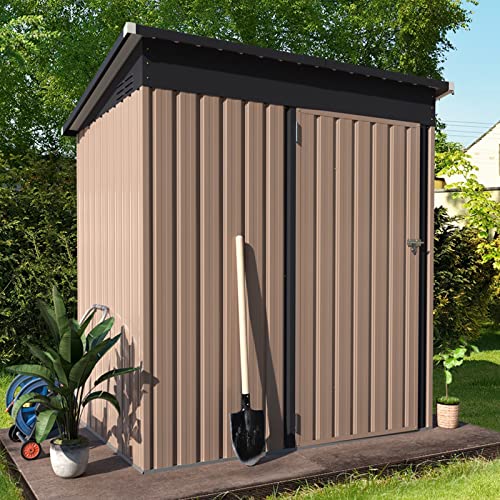 Aecojoy ' X ' Outdoor Storage Shed, Small Metal Shed (Sq.ft Land) With Design Of Lockable Door, Utility And Tool Storage For Garden, Backyard, Patio, Outside Use.