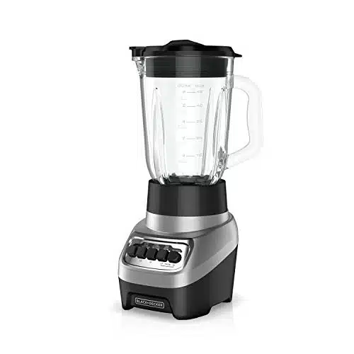 Black+Decker Powercrush Multi Function Blender With Cup Glass Jar, Speed Settings, Silver