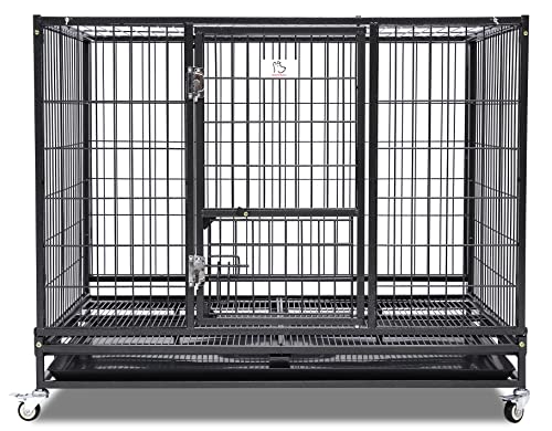 Homey Pet Stackable And Collapsible Heavy Duty Cage Wfeeding Door, Casters And Tray