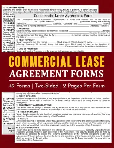 Commercial Lease Agreement Forms Agreement Forms For Business  Commercial Property Lease Form  Lease Agreement Contract  Size  X   Pages.