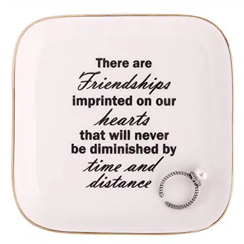 Scwhousi Birthday Going Away Gifts For Female Friends Ring Dish Jewelry Tray Long Distance Friendship Gifts For Women There Are Friendships Imprinted On Our Hearts That Will N