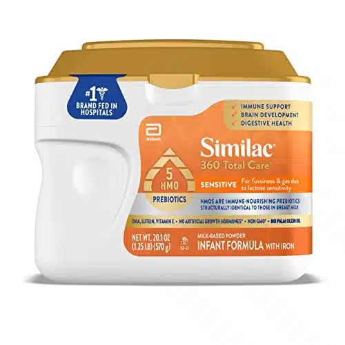 Similac Total Care Sensitive Infant Formula With Hmo Prebiotics, For Fussiness & Gas Due To Lactose Sensitivity, Non Gmo, Baby Formula Powder, Oz Tub